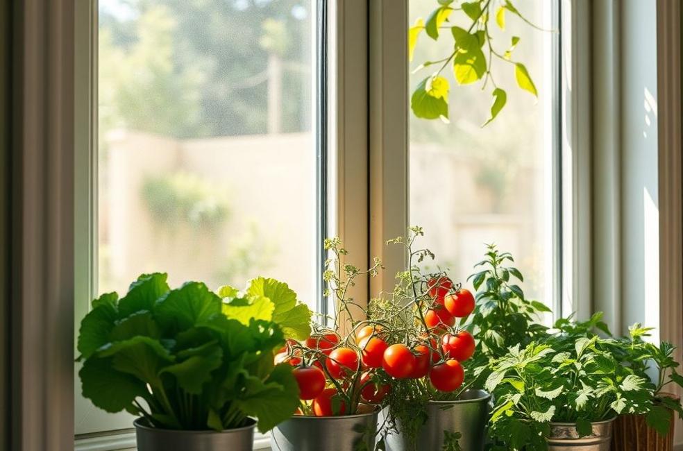 Capa mostrando uma horta orgânica caseira cheia de legumes e ervas