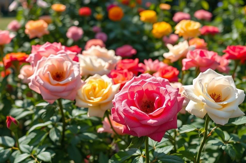 Capa mostrando um jardim colorido de rosas ao ar livre