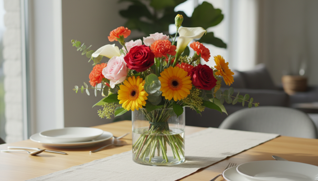 Melhores flores para buquês de mesa vibrantes em um arranjo elegante.