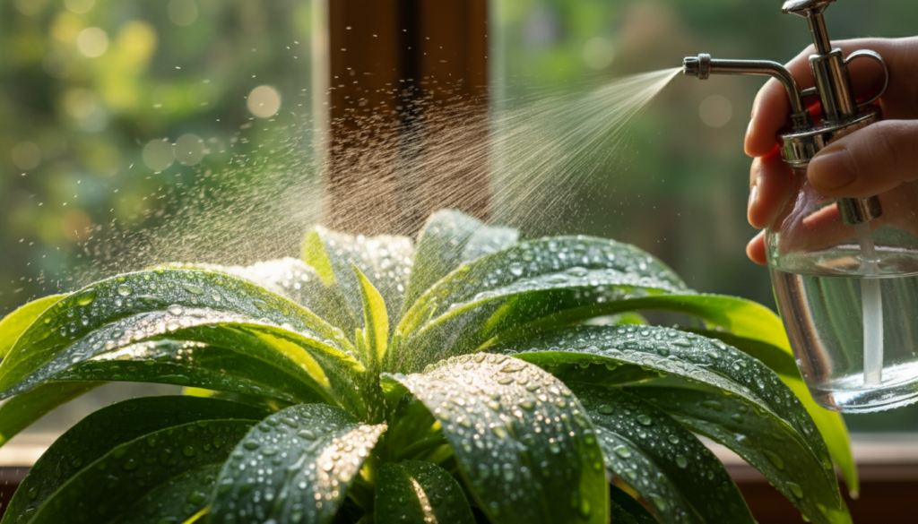 eliminar cochonilha e pulgão naturalmente com spray de água nas folhas